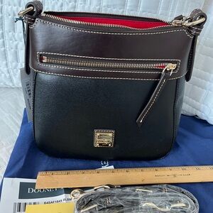Dooney & Bourke Black and Dark Brown Shoulder Bag